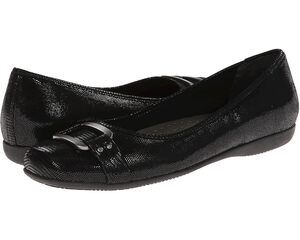 Trotters Womens Sizzle Flats US 7 Narrow EU 37.5 Black Leather Slip On NWOB